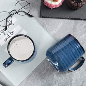 Hasense Ceramic Coffee Mug Set of 4,12oz Coffee Cups Ceramic, Blue Mugs with Large Handle for Coffee, Tea, Milk and Chocolate,Dishwasher & Microwave Safe