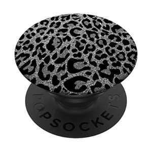 black silver leopard print popsockets swappable popgrip
