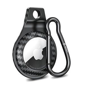 wsken for airtag case with keychain 2021,[anti -lost] metal carbon fiber protective premium cover portable protector ring holder for apple airtags accessories- black
