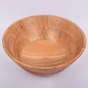 Samhita Acacia Wood Fruit Bowl for Fruits or Salads,Serving Dish Looks Absolute Beautiful With Your Kitchen (10" x 10" X 4")