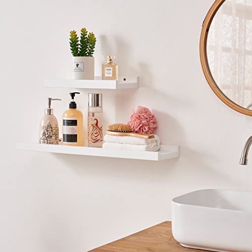 TRWISWDC Floating Shelf White Oak Wood Wall Shelves 12 Inch (Upgrade Width 6"), Display Picture Ledge Shelf for Bedroom Living Room Bathroom Office Kitchen Wall Storage Shelves