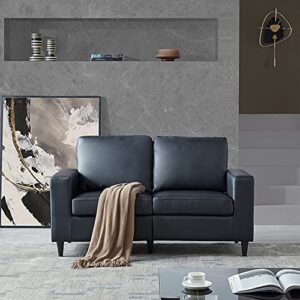 XINGKAI PU Leather Sofa with Soft Padding,Couch for Living Room, for Apartment, Small Space, Solid Wood Frame Upholstered 2 Seat Sofa Couch and Loveseat for Home or Office