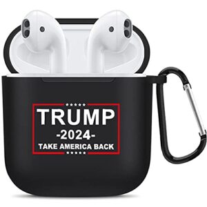 trump 2024 take america airpods case soft silicone protective cover back black skin charging case cover for apple airpods 1&2 with keychain