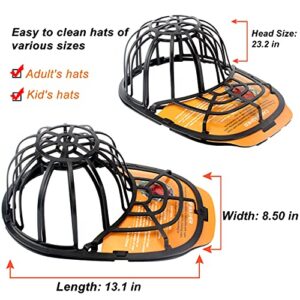 2 Pack Baseball Hat Washer Cleaning in the Dishwasher and Washing Machine, Cap Washing Protector Holder Fit for Adult and Kid's Ball Caps (Black)