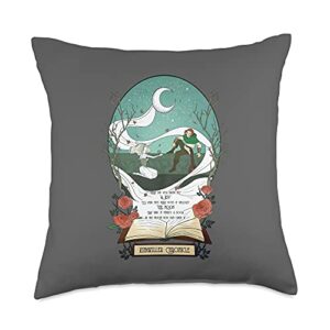 red sigil fantasy kingkiller chronicle auri and kvothe fanart quote throw pillow, 18x18, multicolor
