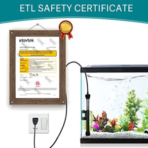 hygger ETL Certification Aquarium Heater, 50W/100W/200W/300W Submersible Fish Tank Thermostat Heater with Adjust Knob Suction Cup for Small Betta Coral Saltwater and Freshwater