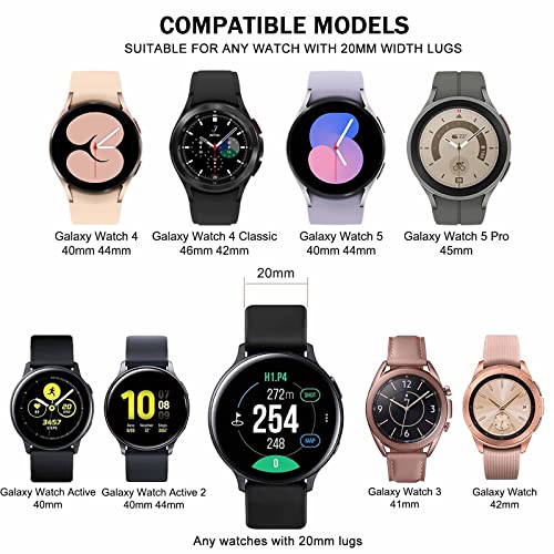 EnoYoo 10 Pack Bands Compatible with Samsung Galaxy Watch 4 40mm 44mm, Galaxy Watch 4 Classic 42mm 46mm, Galaxy Watch 5, Galaxy Watch 5 Pro, Galaxy Watch Active 2, 20mm Adjustable Silicone Sport Strap for Women Men, Small