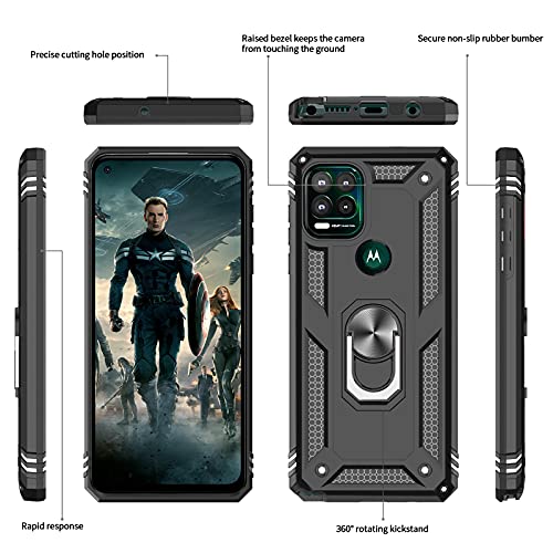 Moto G Stylus 5G Case, Motorola G Stylus 5G Case with [2 Pack] Tempered Glass Screen Protector, LeYi [Military Grade] Protective Phone Case Cover with Kickstand Ring for Motorola G Stylus 5G, Black