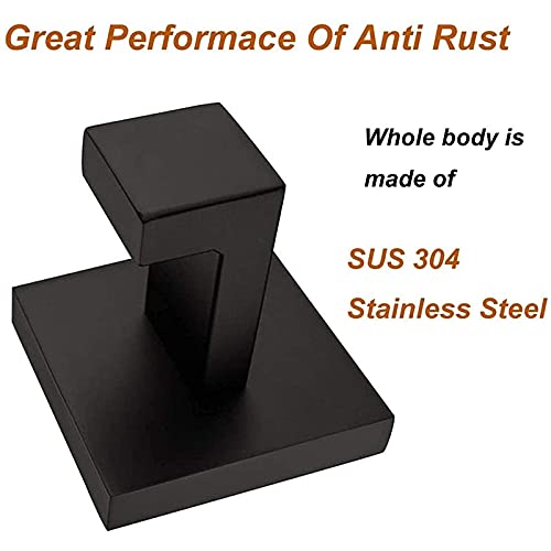 Matte Black Bathroom Hardware Set 3 Pieces SUS304 Stainless Steel Square Wall Mounted Including Toilet Paper Holder, Robe Towel Hooks,Bathroom Accessories Kit