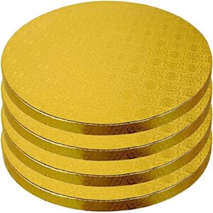 12 inch cake boards - 4-pack cake drums 12 inch dia. - disposable gold cake board circles - reusable round cake boards - cake base cardboard cake rounds - cake decorating supplies & baking supplies