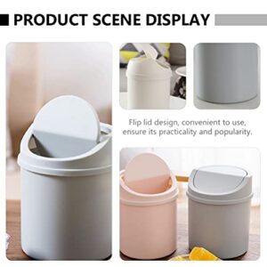 NUOBESTY 2pcs Modern Plastic Mini Trash Can with Lid Small Office Countertop Trash Can Tiny Plastic Garbage Bin for Home Office Gray and White