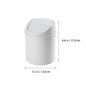 NUOBESTY 2pcs Modern Plastic Mini Trash Can with Lid Small Office Countertop Trash Can Tiny Plastic Garbage Bin for Home Office Gray and White