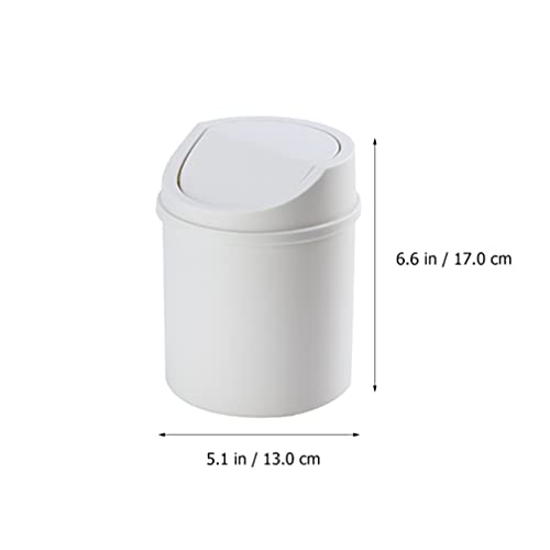 NUOBESTY 2pcs Modern Plastic Mini Trash Can with Lid Small Office Countertop Trash Can Tiny Plastic Garbage Bin for Home Office Gray and White