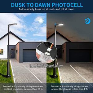 AKK 150W LED Parking Lot Lighting with Adjustable Slip Fitter, 21000LM (140LM/W) LED Parking Lot Lights, 5000K Street Light Dusk to Dawn Photocell, Waterproof LED Shoebox Light for Roadway, ETL Listed