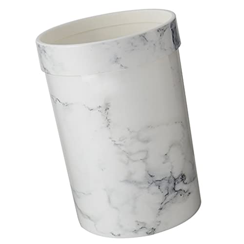 Cabilock Marble Trash Can Round Small Wastebasket Garbage Container Bin for Bathrooms Kitchens Home Offices