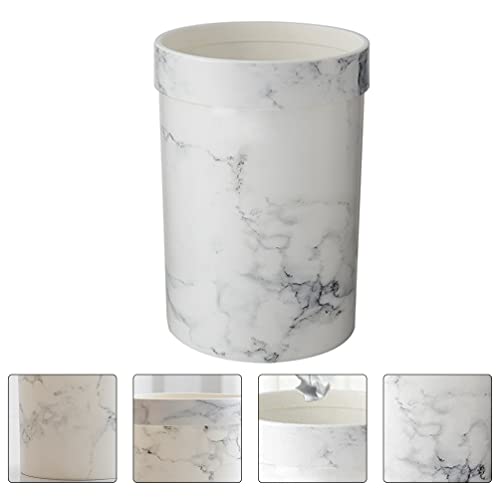 Cabilock Marble Trash Can Round Small Wastebasket Garbage Container Bin for Bathrooms Kitchens Home Offices