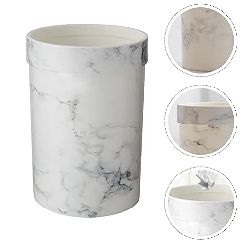 Cabilock Marble Trash Can Round Small Wastebasket Garbage Container Bin for Bathrooms Kitchens Home Offices