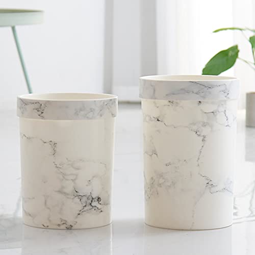 Cabilock Marble Trash Can Round Small Wastebasket Garbage Container Bin for Bathrooms Kitchens Home Offices