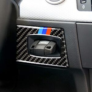 direta car interior key socket protection frame trim for bmw 3 series e90 e92 2005-2012 carbon fiber(style a left drive), carbon black