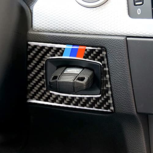 Direta Car Interior Key Socket Protection Frame Trim For BMW 3 Series E90 E92 2005-2012 Carbon Fiber(Style A Left Drive), Carbon Black