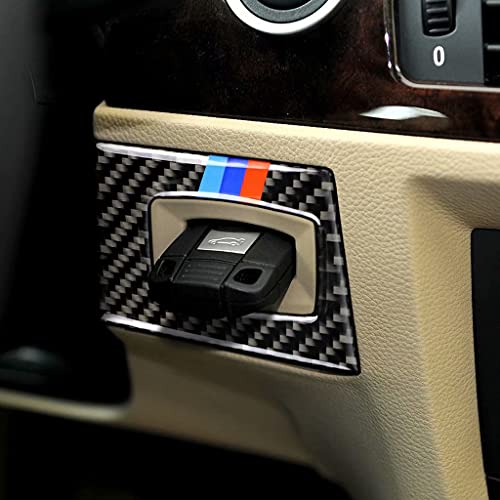 Direta Car Interior Key Socket Protection Frame Trim For BMW 3 Series E90 E92 2005-2012 Carbon Fiber(Style A Left Drive), Carbon Black