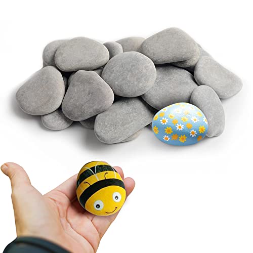 35 River Rocks for Painting, Painting Rocks Bulk for Adults, 2-3 Inches Craft Rocks, Flat Rocks for Painting, Smooth Painting Rocks for DIY Project, Gray Kindness Stones for Family Time