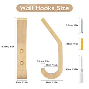 Wooden Coat Hooks Wall Hooks,Natural Oak Wood Hooks Decorative Vintage Wood Wall Hooks Organizer Heavy Duty Wall Mounted Hooks for Wall Hanging Coats, Key, Cap, Cup (4 Pack)