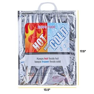 Pack of 12 Hot and Cold Insulated Bags- Food Storage for Frozen & Hot Items- Reusable Lunch Bags & Grocery Shopping Bags, Heavy Duty Refrigerated Totes, (12"x13.5")