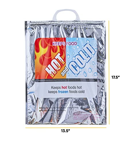 Pack of 12 Hot and Cold Insulated Bags- Food Storage for Frozen & Hot Items- Reusable Lunch Bags & Grocery Shopping Bags, Heavy Duty Refrigerated Totes, (12"x13.5")