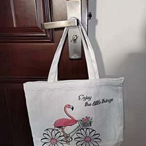 Flamingo Canvas Bag Shopping Canvas Bag Women's Casual Bag Tote Bag Reusable Grocery bag (16W X 14H x 4Bottom inch)