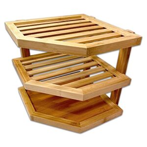 bam & boo - natural bamboo 3-tiers corner shelf organizer - storage rack for kitchen countertop, cabinet & pantry