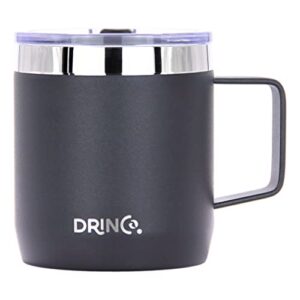 drinco 14 oz coffee mug, vacuum insulated camping mug with lid, double wall stainless steel travel mug insulated tumblers coffee mugs coffee cups tea cup (14oz, 14oz black)