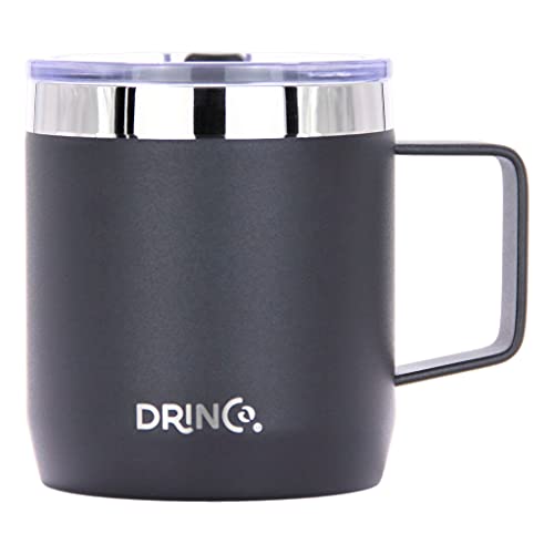 Drinco 14 oz Coffee Mug, Vacuum Insulated Camping Mug with Lid, Double Wall Stainless Steel Travel Mug Insulated Tumblers Coffee Mugs Coffee Cups Tea Cup (14oz, 14oz Black)