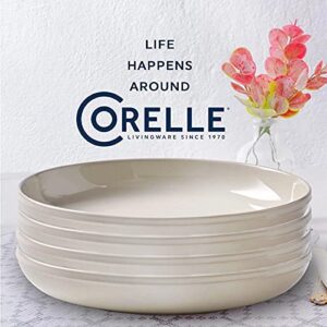 Corelle Stoneware 4-Pc Meal Bowl Set, Handcrafted Artisanal Double Bead Cereal Bowls, Solid Glaze Stoneware, 8-1/2-Inch Pasta Bowl Set, Oatmeal