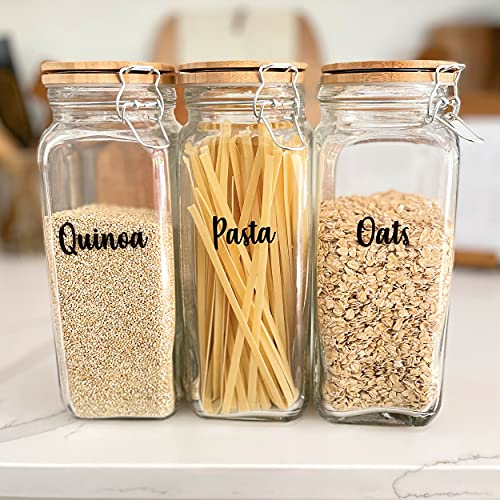 QUART + PINT 155 Kitchen Pantry Labels for Containers. Preprinted Clear Script Stickers with Black Text. Waterproof Vinyl Sticker Set. Organization labels for Jars Canisters & Home Storage Bins System