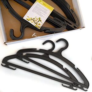 lily's home space savers heavy duty plastic hangers with skirt and strap hooks and non slip grips for strappy clothing (black, pack of 20)