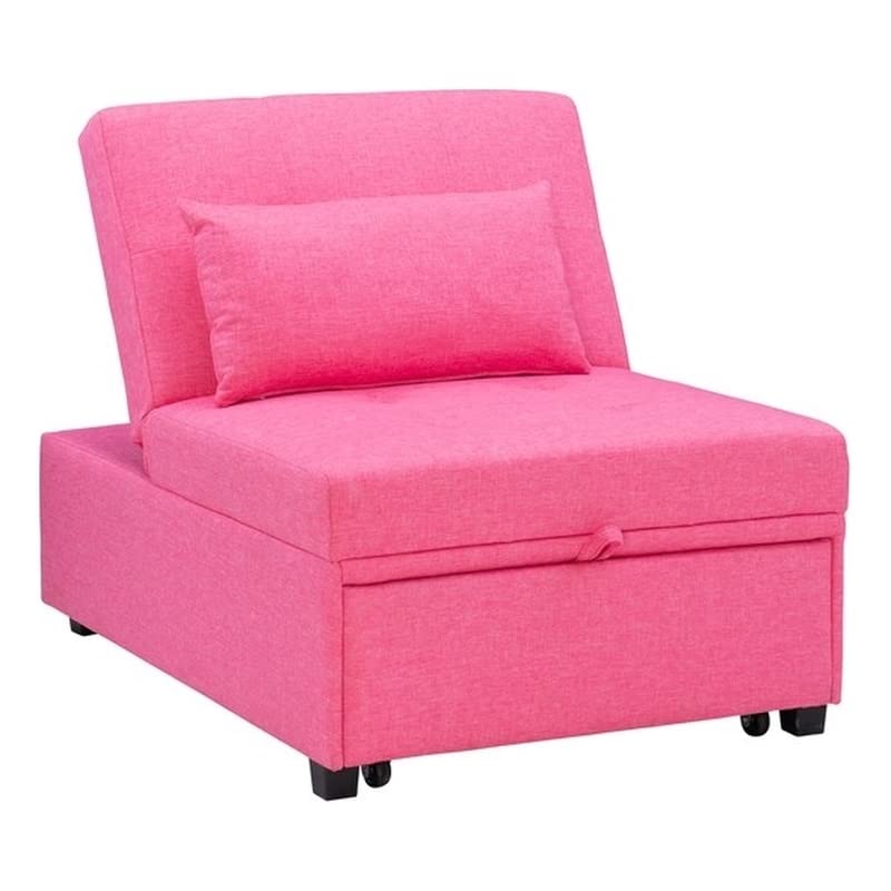 Powell Furniture Linon Boone Upholstered Convertible Sofa Bed in Hot Pink