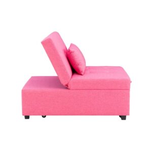 Powell Furniture Linon Boone Upholstered Convertible Sofa Bed in Hot Pink