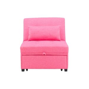 Powell Furniture Linon Boone Upholstered Convertible Sofa Bed in Hot Pink
