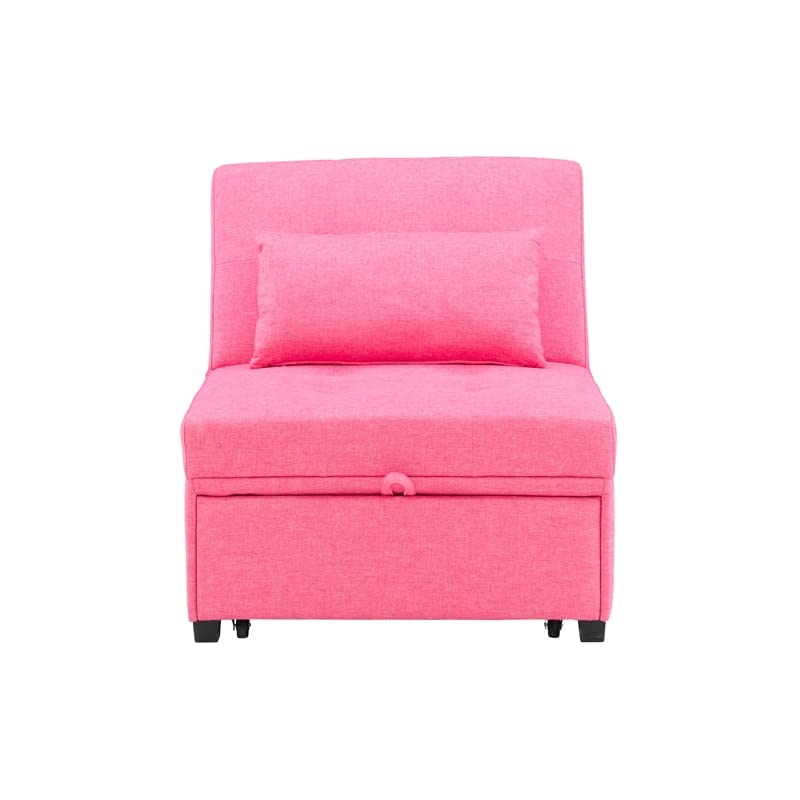 Powell Furniture Linon Boone Upholstered Convertible Sofa Bed in Hot Pink