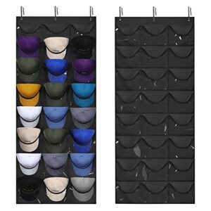 dofilachy hat rack - hat organizer - hat racks for baseball caps, visible hat holder - baseball hat rack for wall door with 3 hooks, 24 deep pockets