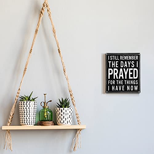 Classic Box Sign Wooden Box Sign Black White Box Sign Decorative Letters Wood Box Plaque for Shelf Living Room Bathroom Laundry Decor (The Days I Prayed)