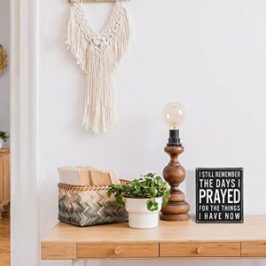 Classic Box Sign Wooden Box Sign Black White Box Sign Decorative Letters Wood Box Plaque for Shelf Living Room Bathroom Laundry Decor (The Days I Prayed)