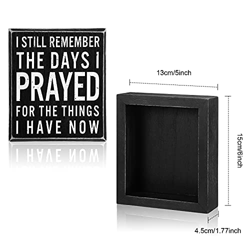 Classic Box Sign Wooden Box Sign Black White Box Sign Decorative Letters Wood Box Plaque for Shelf Living Room Bathroom Laundry Decor (The Days I Prayed)