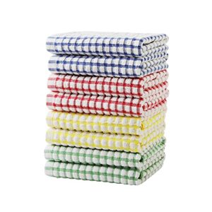 oeleky dish towels for kitchen 15x26 inches, pack of 8 cotton kitchen towels for drying dishes, absorbent bar mop towels (multi, 15x26 inches)