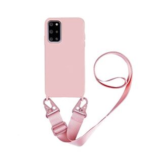 ty-box necklace lanyard phone case cover compatible with samsung galaxy note 20,soft silicone cell phone protective case with adjust shoulder strap crossbody shell cover (pink, note 20)