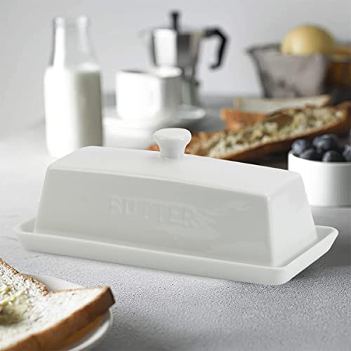 Ceramic Butter Dish with Lid - SGAOFIEE Porcelain Butter Dish with Lid and Knife for Countertop, Perfect for 1 Stick of East Coast Butter