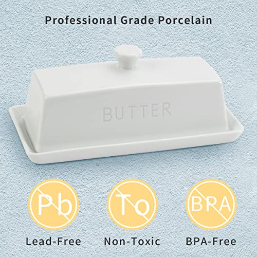 Ceramic Butter Dish with Lid - SGAOFIEE Porcelain Butter Dish with Lid and Knife for Countertop, Perfect for 1 Stick of East Coast Butter