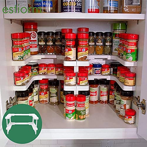 Deluxe Stackable Spicy Storage Shelf Adjustable Expandable Seasoning Spice Rack Pantry Cabinet Organizer Kitchen Shelves White