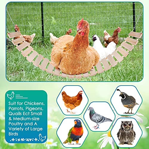 KATUMO Chicken Swing Chicken Perch Chicken Ladder for Coop Natural Wood Chicken Toy Chicken Coop Accessory Bird Swing for Chickens, Birds, Parrots, Total Length 112cm/44.09''